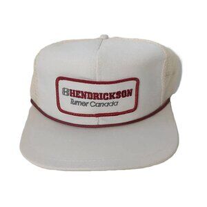 Vintage 80s Trucker Hat K-Cap Hendrickson Turner Rope Snapback Mesh Cap White
